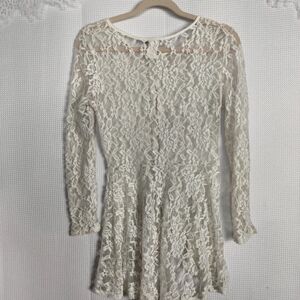 Blush Sheer Ivory lace Top Tunic Dress large